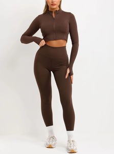 Ensemble de sport 3 pièces de haute qualité pour femme : soutien-gorge de sport, veste zippée et leggings, extensible dans quatre directions, séchage rapide pour l'entraînement - Product Image 6