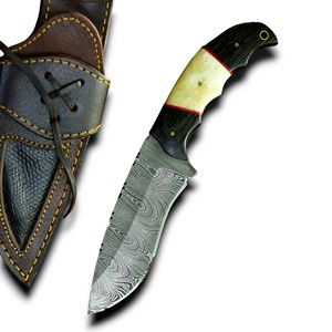 Cuchillo de Caza y Camping de Acero de Damasco Profesional de Alta Calidad con Soporte OEM/ODM, Hoja Fija de Espiga Completa, Extra Afilado - Product Image 1