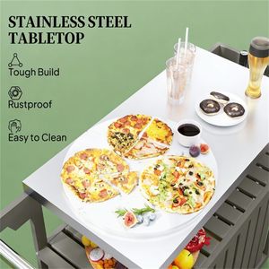 Carrello Bar da Esterno Grigio con Armadietto e Ripiano per Isola Cucina - Product Image 3