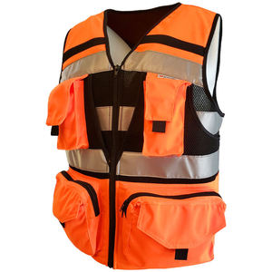 Chaleco de Seguridad Profesional ANSI Clase 2 con Logotipo Personalizado, Alta Visibilidad, LED, para Trabajo, Ingeniería, con Bolsillos y Cremallera, Halex - Product Image 2