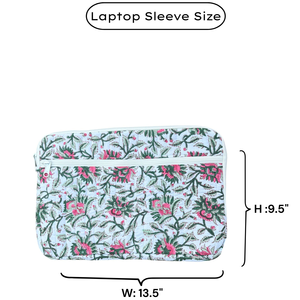 Premium <b>Quilted</b> Cotton Zippered Laptop & Tablet Sleeve for Men Handmade Jaipur Block Print Durable Stylish Laptop <b>Protector</b> - Product Image 6