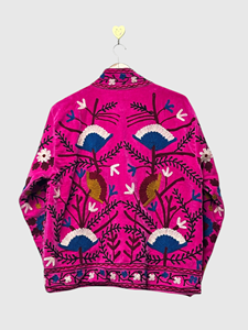 Veste en coton brodée rose à manches longues, col mandarin, motif floral, grande taille, vêtements de printemps pour femmes - Product Image 2