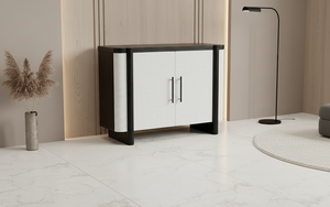 Aparador Moderno de 2 Puertas de Roble Macizo, Diseño Ecológico Multifuncional, Resistente al Agua, Almacenamiento para Sala de Estar, Puertas de MDF - Product Image 2