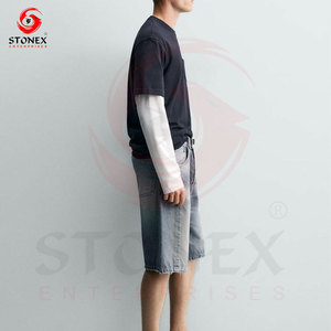 กางเกงยีนส์ขาสั้นทรงตรงเอวกลางสำหรับผู้ชาย ยี่ห้อ STONEX ผ้าฝ้าย 320 กรัม ดีไซน์ขาดๆ สไตล์ลำลองสำหรับฤดูร้อน - Product Image 2