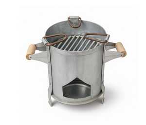 Stainless Steel Charcoal <b>BBQ</b> Grill with Removable <b>Grate</b> - Product Image 1