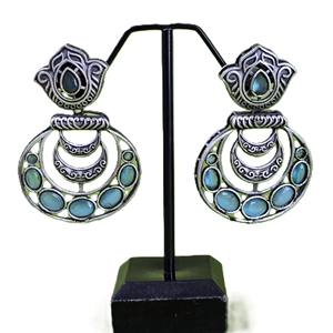 Pendientes Colgantes de Latón Plateado Estilo Bohemio para Mujer con Piedra Monalisa en Forma de Luna para Fiestas - ARTS JEWELS - Product Image 1