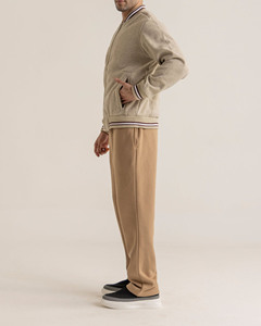 Mens Casual Varsity Bomber Jacket Sweatpants <b>Tracksuit</b> Set Premium Fleece Eco-Friendly Winter Athletic Streetwear Stand Front - Product Image 3