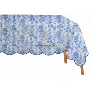 Mantel Rectangular de Algodón 100% Ligero con Borde Festoneado, Estampado Étnico a Mano, en Venta, Decoración Bohemia - Product Image 2