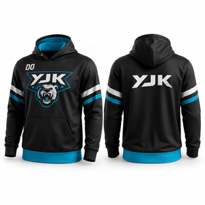 Sudadera con Capucha de Hockey sobre Hielo Personalizada de Fábrica al por Mayor para Hombre, Corte Regular, Tejido de Spandex/Poliéster Transpirable, Estampado de Goma en Relieve en la Parte Delantera - Product Image 1