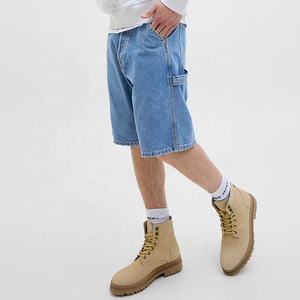 Pantalones Cortos de Mezclilla para Hombre, Lavado Oscuro, Corte Recto, Cintura Media, Casuales, para Verano, Tejido de Algodón, con Bolsillos - Product Image 5