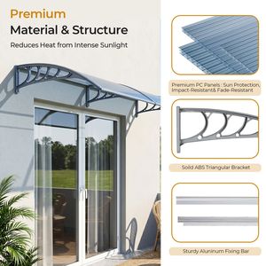 Tenda da Sole Grigia 38x120 Pollici per Finestra, Protezione Esterna Anti-UV, Antipioggia, Antivento per Casa, Portico, Patio, Terrazza, Tettoia, Ingresso - Product Image 4