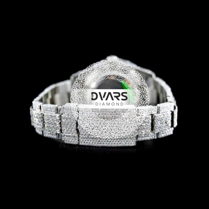 Reloj de Lujo con Incrustaciones de Moissanita para Hombre, Reloj de Acero Inoxidable con Diamantes, Números Romanos, Estilo Hip Hop - Product Image 4