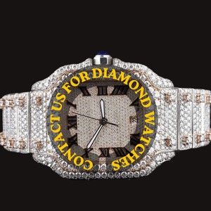 Best Personalized Moissanite Diamond Square Dial With Roman Numerals Full Iced Mechanical Watch for Man's Party Wear Collection - Product Image 5