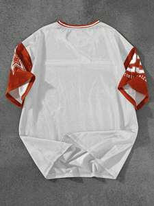 Maillot de football américain personnalisé, impression 3D sublimée, streetwear tendance, short de football, design brodé, maille, col en V, été - Product Image 4