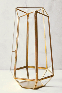 Porte-bougie en verre de terrarium à motif géométrique, lanterne à bougie en verre et métal pour table, porte-bougie décoratif en fer - Product Image 6