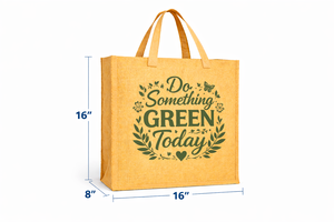 Sac fourre-tout en jute imprimé avec slogan écologique, réutilisable pour les courses, avec logo personnalisé et poignée supérieure, respectueux de l'environnement - Product Image 3