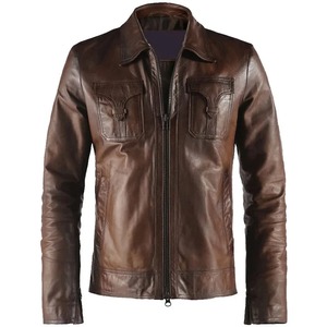 Chaqueta de cuero marrón vintage Drifter para hombre - Product Image 1