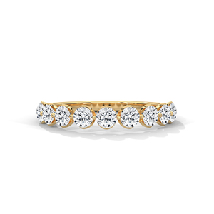 Anillo de Oro para Mujer con Contorno y Diamantes Redondos Cultivados en Laboratorio, Banda de Media Eternidad Festoneada para Bodas y Fiestas - Product Image 3