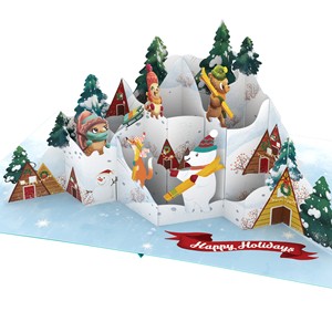 Tarjeta 3D Pop-up de Animales del Bosque en la Nieve de Invierno con Sobre, Tarjetas de Felicitación Navideñas Hechas a Mano de Papel - Product Image 4
