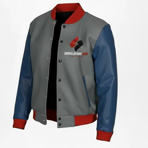 Blouson Bomber Homme Style Universitaire en Mélange de Coton Décontracté Boutonné Léger Color Block Vente en Gros - Product Image 1