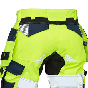 Hot Selling Hi Vis Reflective <b>Work</b> Shorts Men Solid Pattern Safety Cargo Canvas <b>Waterproof</b> Breathable Knitted Weaving Plain Dyed - Product Image 5