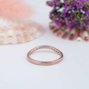 Minimalist <b>Thin</b> 925 Sterling Silver Rose Gold Plated for Certified Prong Set Diamond Engagement <b>Ring</b> for Women - Product Image 3