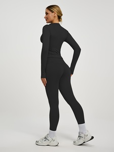 Ensemble de sport athlétique trois pièces sans couture Atlaset pour femme : soutien-gorge de yoga, leggings taille haute, veste d'entraînement – OEM ODM Marque Privée - Product Image 2
