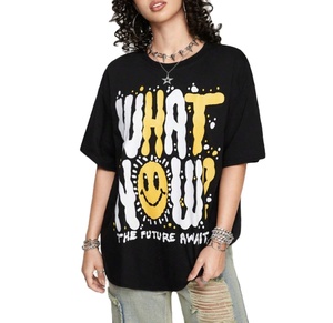 Camiseta de algodón de gran tamaño para mujer, corte holgado, estilo Vintage, estampado transpirable, con cuello, Logo, decoración, ropa, Pakistán - Product Image 2