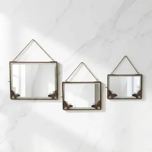 Artisan Design Pf1130c Antique Brass Glass Rectangle Hanging <b>Picture</b> <b>Frame</b> <b>with</b> Butterfly Decor Wall <b>Mount</b> From Uttar Pradesh - Product Image 1