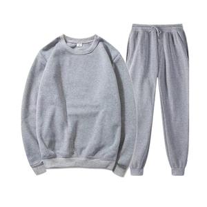 Conjunto Deportivo de Dos Piezas de Felpa al por Mayor, Sudadera con Capucha y Pantalones Deportivos, Logotipo Personalizado, Gris, para Hombre, Sin Capucha - Product Image 6