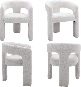 Sedia da Pranzo Moderna Stile Sherpa, Imbottita in Ecopelliccia, <span class=keywords><strong>per</strong></span> <span class=keywords><strong>Cucina</strong></span>, <span class=keywords><strong>Soggiorno</strong></span> o Reception, Colore Bianco - Product Image 6
