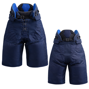 Pantalon de protection de hockey sur glace avancé pour senior, design léger et mobile, rembourrage renforcé, taille ajustable, équipement de match, bleu marine - Product Image 1