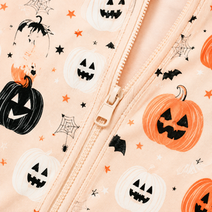 Combinaison Bébé Unisexe Hiver Halloween Imprimée en Spandex/Coton avec Fermeture Éclair Bidirectionnelle Motif Citrouille Chauve-souris Toile d'araignée Mignonne – Vente en Gros - Product Image 5