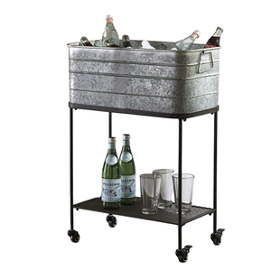 Bac à boissons ovale galvanisé de grande qualité avec support, seau à glace en métal, refroidisseur de boissons pour fêtes, décoration intérieure et usage domestique - Product Image 4