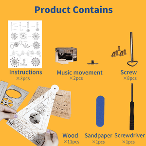 Boîte à musique en bois 3D en forme de grande roue avec engrenages, kit de montage artisanal pour les fêtes, anniversaires, cadeaux de Noël - 'You Are My' - Product Image 3