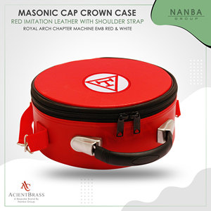 Estuche para Gorra/Sombrero de Capítulo del Arco Real Masónico, Bordado en Rojo con Triple Tau y Cierre de Cremallera, Ligero - Product Image 2