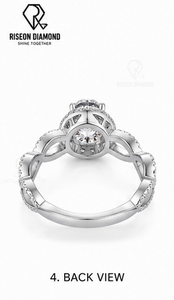Anillo de Compromiso Infinity Twist con Diamantes, Oro Blanco de 18K, Halo Redondo con Piedras Decorativas, Joyería Fina de Lujo para Novia, Amor Eterno - Product Image 5
