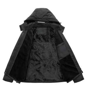 Men's Black Hooded <b>Waterproof</b> Ski <b>Jacket</b> <b>Fleece</b> <b>Lined</b> Zipper Closure Gore-Tex Material Outdoor Wear - Product Image 3