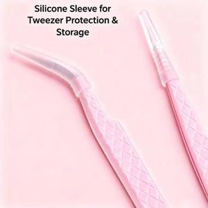 Pink Stainless Steel Eyelash Tweezers Set Precision <b>Smooth</b> Tip Makeup <b>Tools</b> And Custom Logo - Product Image 4