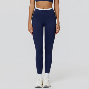 High Waist Full Length Solid Colors <b>Leggings</b> <b>With</b> <b>Pockets</b> Seamless Elastic Waist Four-Way Stretch Yoga <b>Leggings</b> By Run Apparel - Product Image 6