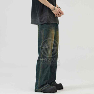 Unique Style Custom Made Men Casual <b>Button</b> <b>Fly</b> Baggy <b>Jeans</b> Pants-100% Cotton Customizable Colors & Sizes - Product Image 2
