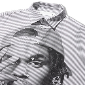 เสื้อเชิ้ตแขนสั้นลายทางสไตล์สตรีทแวร์สำหรับผู้ชาย พิมพ์ลายติดกระดุม ทรงบ็อกซี่ - Product Image 3