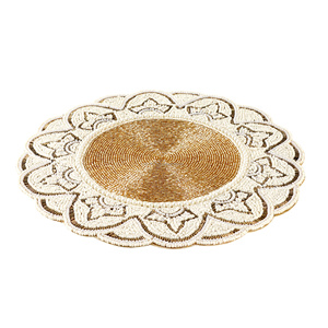 Handcrafted <b>Round</b> Beaded Placemats for Dining <b>Table</b> Wedding Christmas Decoration Family Gathering Parties - Product Image 2