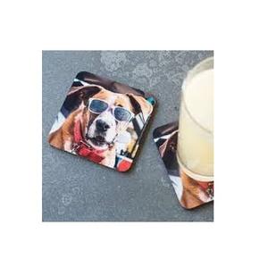 Custom Printed Square MDF Cork <b>Coaster</b> Sets Anti-Slip Heat Resistant <b>Drink</b> Mat | Personalized Pet Photo Souvenir Cup Pad for Bar - Product Image 1