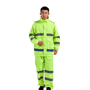 Ensemble imperméable haute visibilité réfléchissant pour le travail : veste et pantalon de pluie, uniforme de sécurité industrielle - Product Image 1