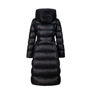 Women's Long Quilted Puffer Jacket Hooded Full Sleeve Zipper Closure Solid Color <b>Thick</b> <b>Winter</b> <b>Coat</b> Polyester Wadding Custom Logo - Product Image 3
