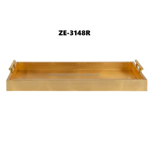 Plateau de service en aluminium fait main exclusif avec des bordures gravées, forme ronde, design moderne multifonctionnel - Zahid Exports India - Product Image 4