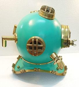 Casco de Buceo Antiguo de la Marina de los Estados Unidos, Modelo Mark V, de Latón, para Buceo en Aguas Profundas, Color Verde Menta Boston - Product Image 6
