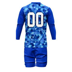 ชุดวอลเลย์บอลชายสีน้ำเงินรอยัลแบบซับลิเมชั่น เสื้อแขนยาวพร้อมกางเกงขาสั้น ชุดโพลีเอสเตอร์สำหรับทีมกีฬา ชุดฝึกซ้อมและแข่งขัน - Product Image 3