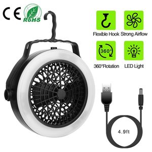 Ventilatore LED Portatile 2-in-1 per Campeggio, Escursionismo, Viaggi - Funzionamento a Batteria/USB, Lanterna con Gancio e Funzione di Raffreddamento - Product Image 1